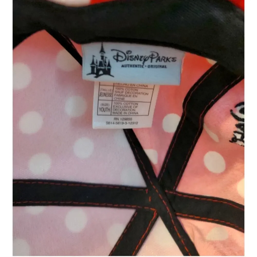 DISNEY Parks Red Black Minnie Mouse Ears Bow Polka Dot Baseball Hat Youth